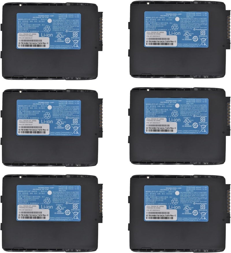 CQCEO بطارية بديلة 4620mah 6Pack BT-000318 لجهاز Zebra Symbol TC77 TC70 TC72 TC75 TC55 TC70X TC75X TC700H TC700K TC720L TC75BH TC75EK TC75AH TC75GK TC77HL BT-000318-01 لجهاز مسح الباركود - Image 1